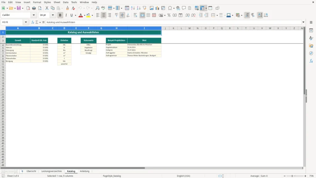 Katalog – Excel Vorlage für Leistungsverzeichnis – Kostenlos (2026)