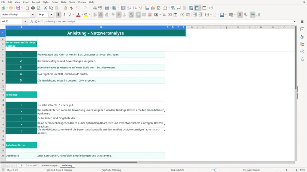 Anleitung – Excel Vorlage für Nutzwertanalyse – Kostenlos (2026)