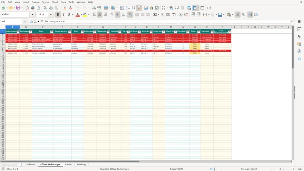 Offene Rechnungen – Excel Vorlage für offene Rechnungen – Kostenlos (2026)