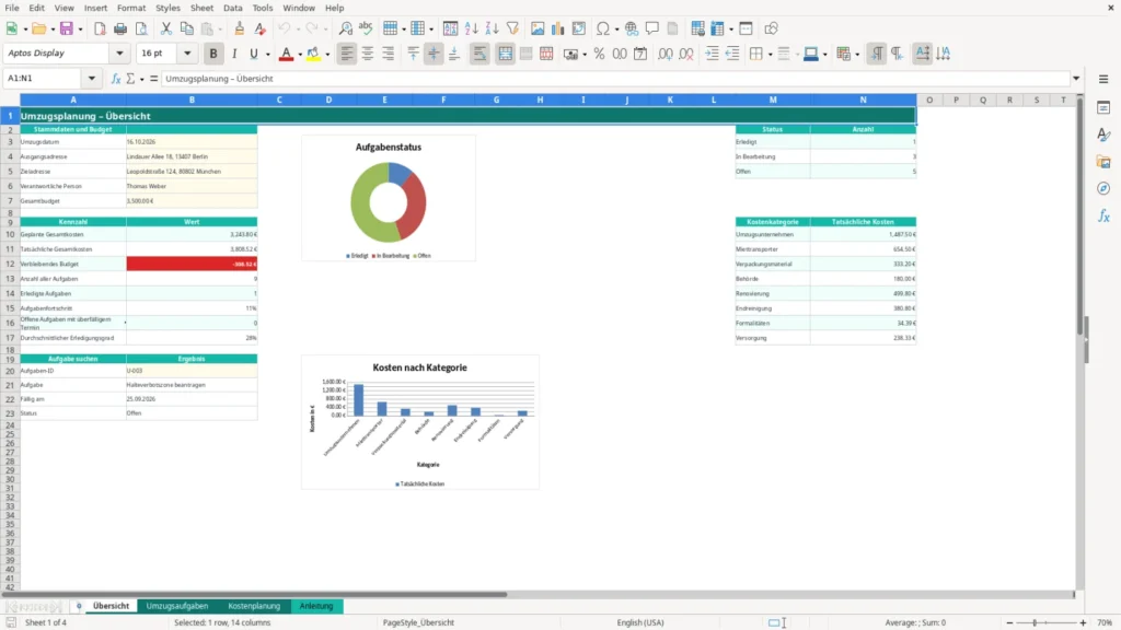 Übersicht – Excel Vorlage für Umzug – Kostenlos (2026)